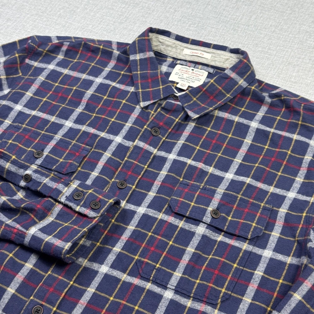 Lucky Brand Flannel Shirt Mens 2XL Blue Plaid Long Sleeve Button Up Cotton